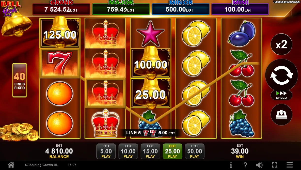 40 Shining Crown Bell Link Slot