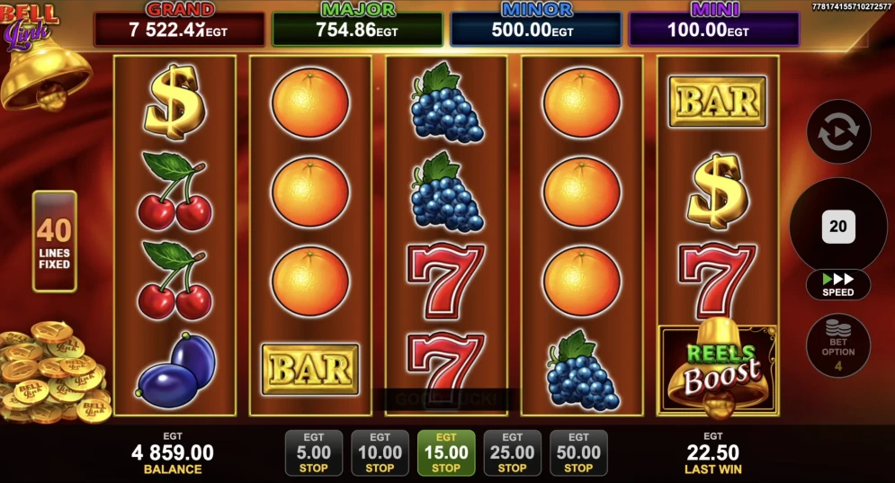 40 Shining Crown Bell Link Slot