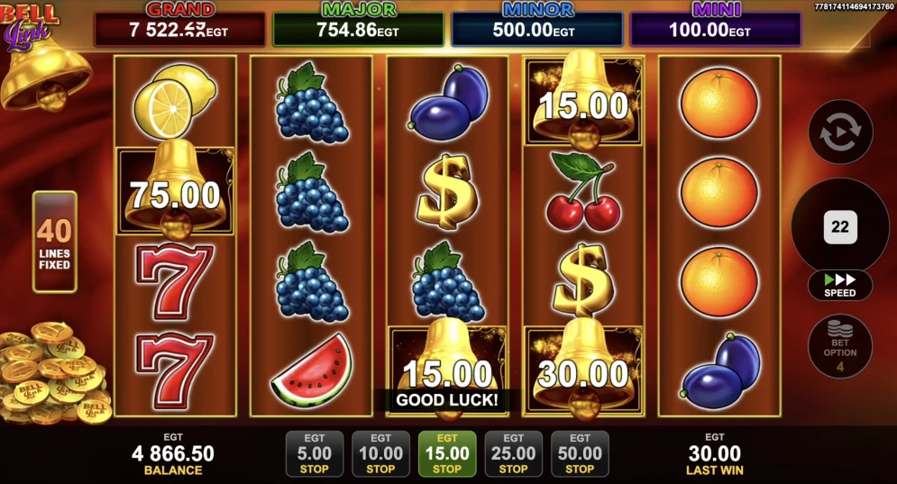 40 Shining Crown Bell Link Slot